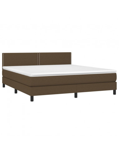 Letto a Molle Materasso e LED Marrone Scuro 160x200 cm Tessuto