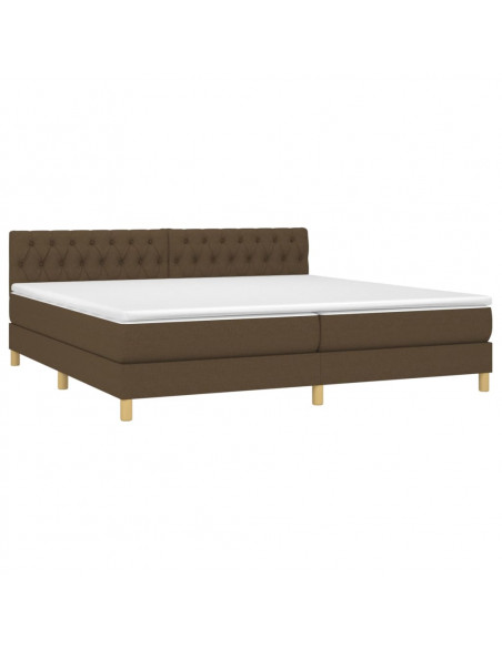Letto a Molle Materasso e LED Marronescuro 200x200cm in Tessuto