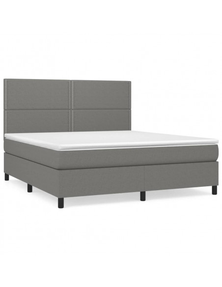 Giroletto a Molle con Materasso Grigio Scuro 180x200 cm Tessuto