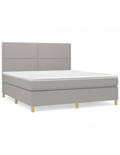 Giroletto a Molle con Materasso Grigio Chiaro180x200 cm Tessuto 2