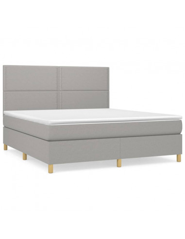 Giroletto a Molle con Materasso Grigio Chiaro180x200 cm Tessuto