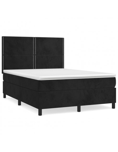 Giroletto a Molle con Materasso Nero 140x190 cm in Velluto