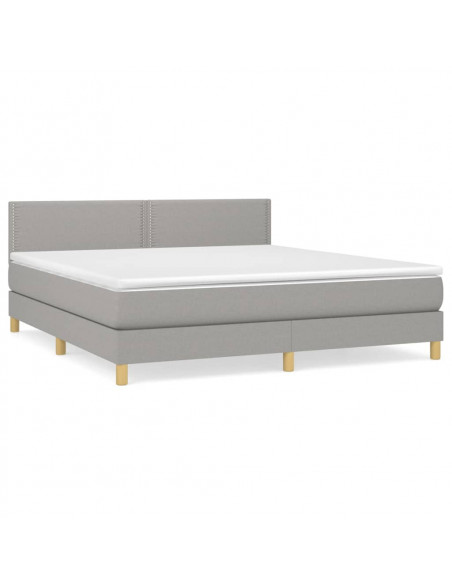 Giroletto a Molle con Materasso Grigio Chiaro160x200 cm Tessuto