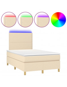 Letto a Molle con Materasso e LED Crema 120x200cm in Tessuto 2