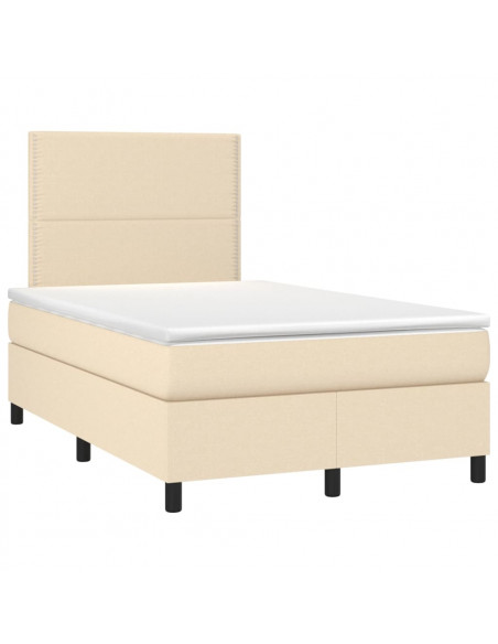 Letto a Molle con Materasso e LED Crema 120x200cm in Tessuto