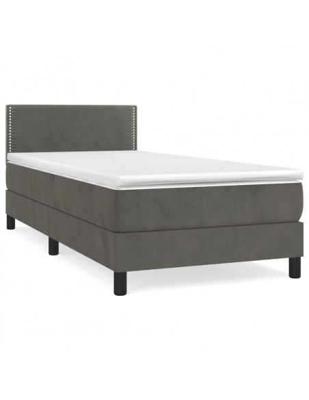 Giroletto a Molle con Materasso Grigio Scuro 100x200 cm Velluto