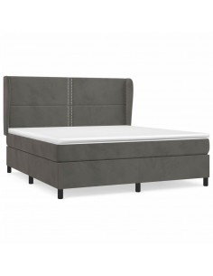 Giroletto a Molle con Materasso Grigio Scuro 160x200 cm Velluto 2