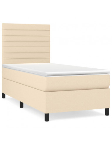 Giroletto a Molle con Materasso Crema 90x190 cm in Tessuto
