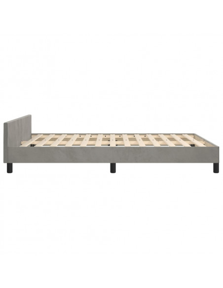 Giroletto con Testiera Grigio Chiaro 140x190 cm in Velluto