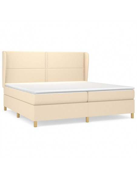 Giroletto a Molle con Materasso Crema 200x200 cm in Tessuto