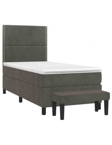 Giroletto a Molle con Materasso Grigio Scuro 80x200 cm Velluto