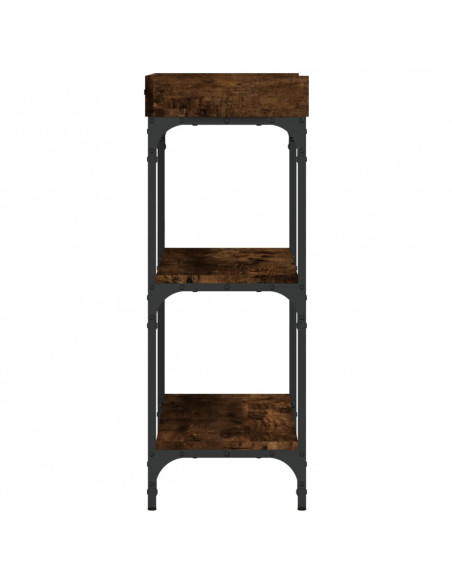 Tavolino Consolle con Ripiani Rovere Fumo 75x30x80 cm