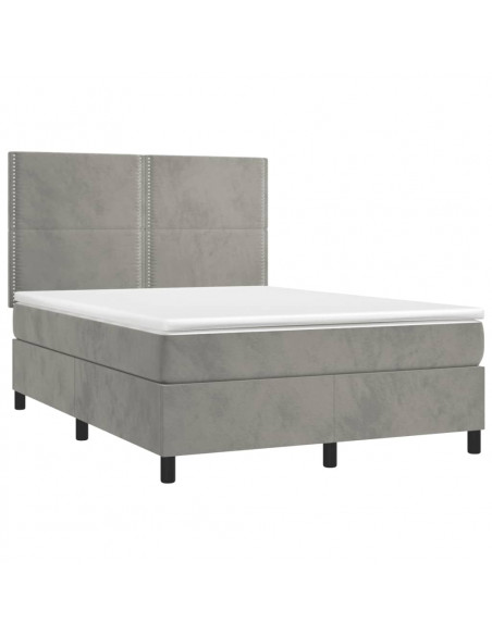 Giroletto a Molle con Materasso Grigio Chiaro 140x200cm Velluto