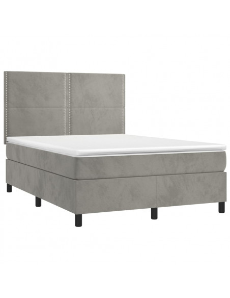 Giroletto a Molle con Materasso Grigio Chiaro 140x190cm Velluto