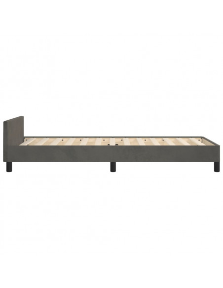 Giroletto con Testiera Grigio Scuro 80x200 cm in Velluto