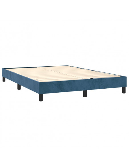 Letto a Molle con Materasso e LED Blu Scuro 140x190 cm