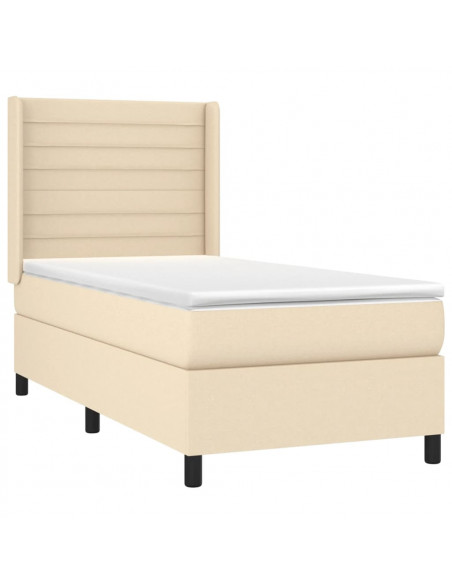 Letto a Molle con Materasso e LED Crema 90x190 cm in Tessuto