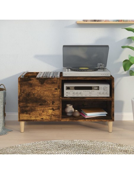 Mobile Porta Dischi Rovere Fumo 84,5x38x48 cm Legno Multistrato