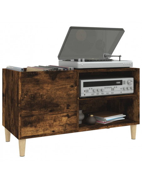 Mobile Porta Dischi Rovere Fumo 84,5x38x48 cm Legno Multistrato