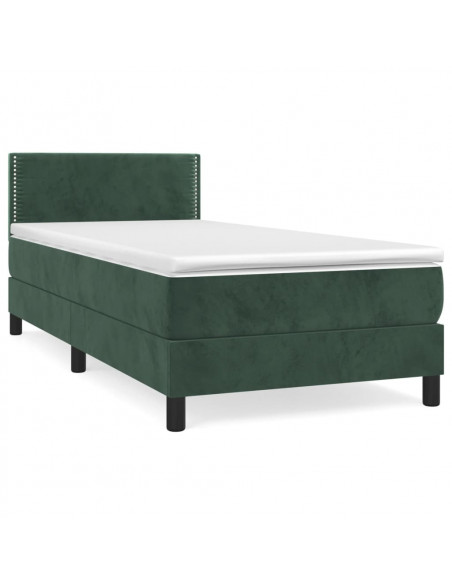 Giroletto a Molle con Materasso Verde Scuro 90x200 cm Velluto