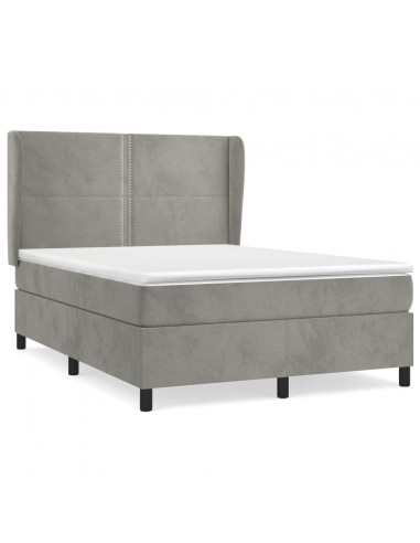 Giroletto a Molle con Materasso Grigio Chiaro 140x200cm Velluto