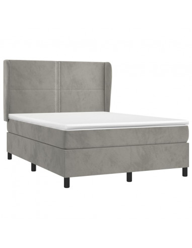 Giroletto a Molle con Materasso Grigio Chiaro 140x200cm Velluto