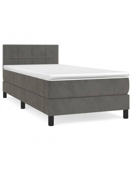 Giroletto a Molle con Materasso Grigio Scuro 80x200 cm Velluto