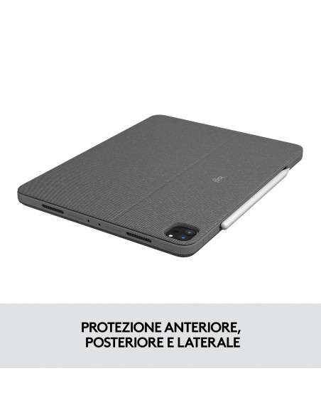 Logitech Combo Touch Custodia con Tastiera per iPad Pro 11 pollici (1a, 2a, 3a gen - 2018, 2020, 2021) - Tastiera Retroilluminat