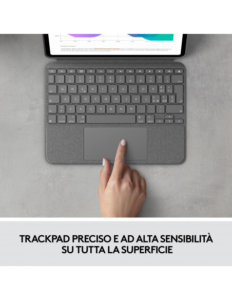 Logitech Combo Touch Custodia con Tastiera per iPad Pro 11 pollici (1a, 2a, 3a gen - 2018, 2020, 2021) - Tastiera Retroilluminat