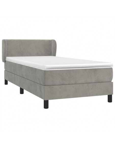 Giroletto a Molle con Materasso Grigio Chiaro 100x200cm Velluto