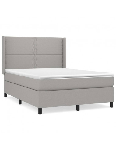 Giroletto a Molle con Materasso Grigio Chiaro 140x200cm Tessuto