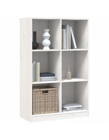 Libreria Bianca 70x33x110 cm in Legno Massello di Pino