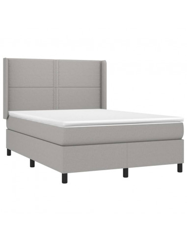 Letto a Molle Materasso e LED Grigio Chiaro 140x190 cm Tessuto