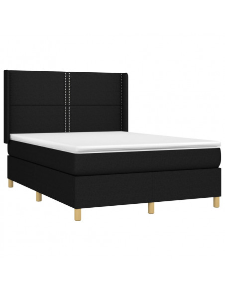 Letto a Molle con Materasso e LED Nero 140x200 cm in Tessuto