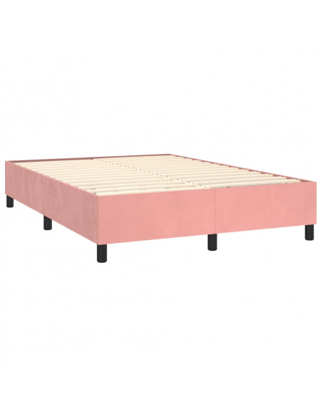 Giroletto a Molle con Materasso Rosa 140x200 cm in Velluto
