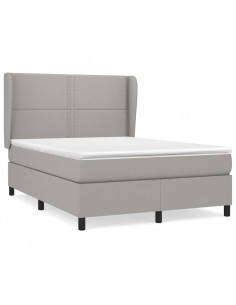 Giroletto a Molle con Materasso Grigio Chiaro 140x200cm Tessuto 2