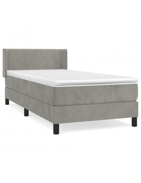 Giroletto a Molle con Materasso Grigio Chiaro 100x200cm Velluto