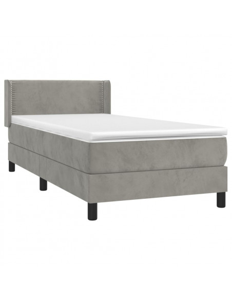 Giroletto a Molle con Materasso Grigio Chiaro 100x200cm Velluto