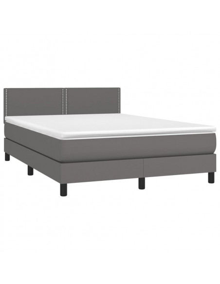Giroletto Molle con Materasso e LED Grigio 140x200cm Similpelle