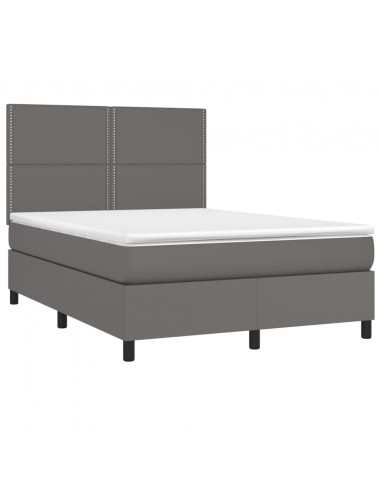 Giroletto Molle con Materasso e LED Grigio 140x200cm Similpelle