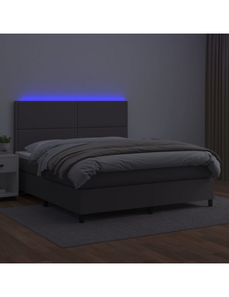 Giroletto Molle con Materasso e LED Grigio 140x200cm Similpelle