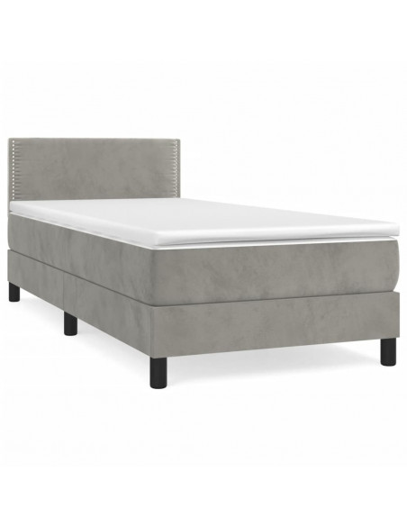 Giroletto a Molle con Materasso Grigio Chiaro 100x200cm Velluto