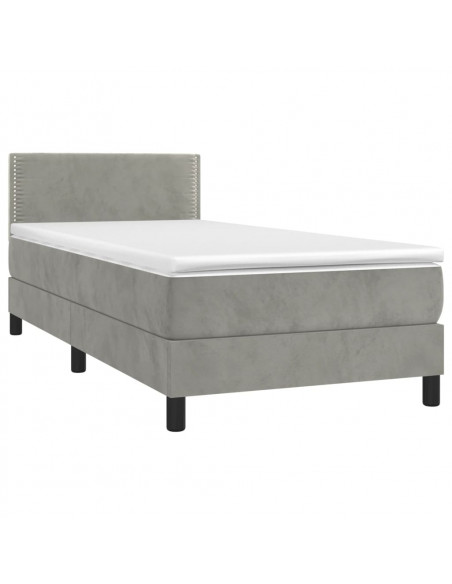 Giroletto a Molle con Materasso Grigio Chiaro 100x200cm Velluto