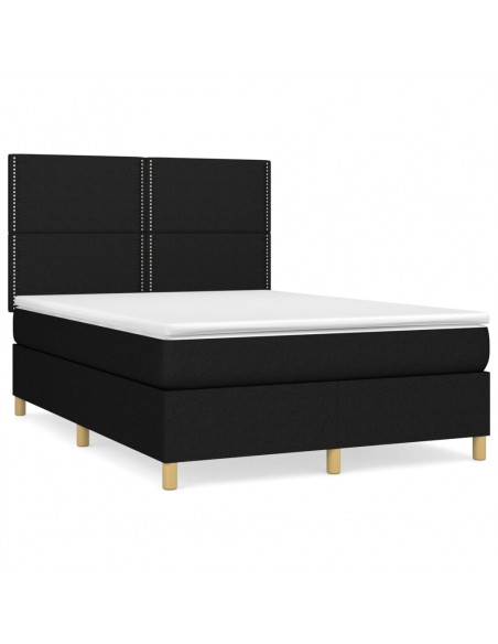 Giroletto a Molle con Materasso Nero 140x190 cm in Tessuto
