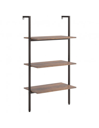 Scaffale Pendente 3 Livelli Marrone Scuro e Nero 64x35x120,5 cm