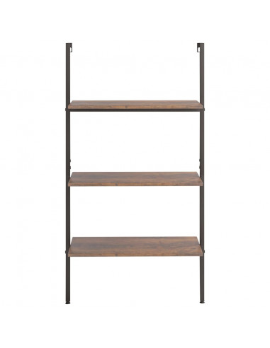 Scaffale Pendente 3 Livelli Marrone Scuro e Nero 64x35x120,5 cm