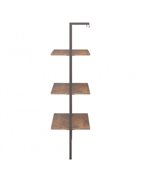 Scaffale Pendente 3 Livelli Marrone Scuro e Nero 64x35x120,5 cm