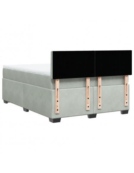 Giroletto a Molle con Materasso Grigio Chiaro 140x200cm Velluto