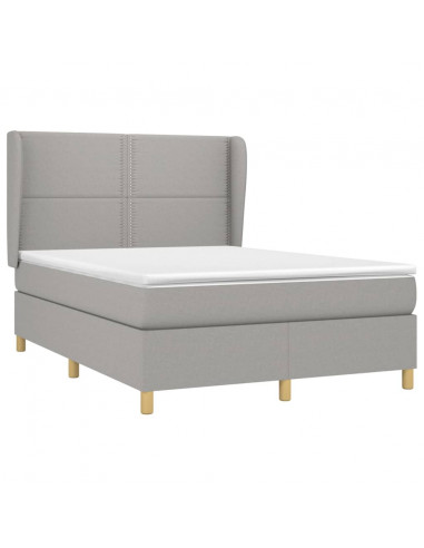 Giroletto a Molle con Materasso Grigio Chiaro 140x200cm Tessuto