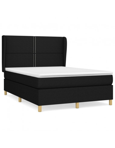 Giroletto a Molle con Materasso Nero 140x200 cm in Tessuto